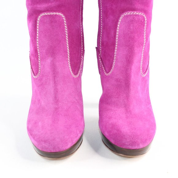 Dsquared2 Pink Leather Knee High Full Zip Boots #137 - Picture 4 of 13